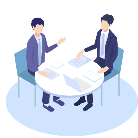 打ち合わせをする2人のビジネスパーソンのイラスト